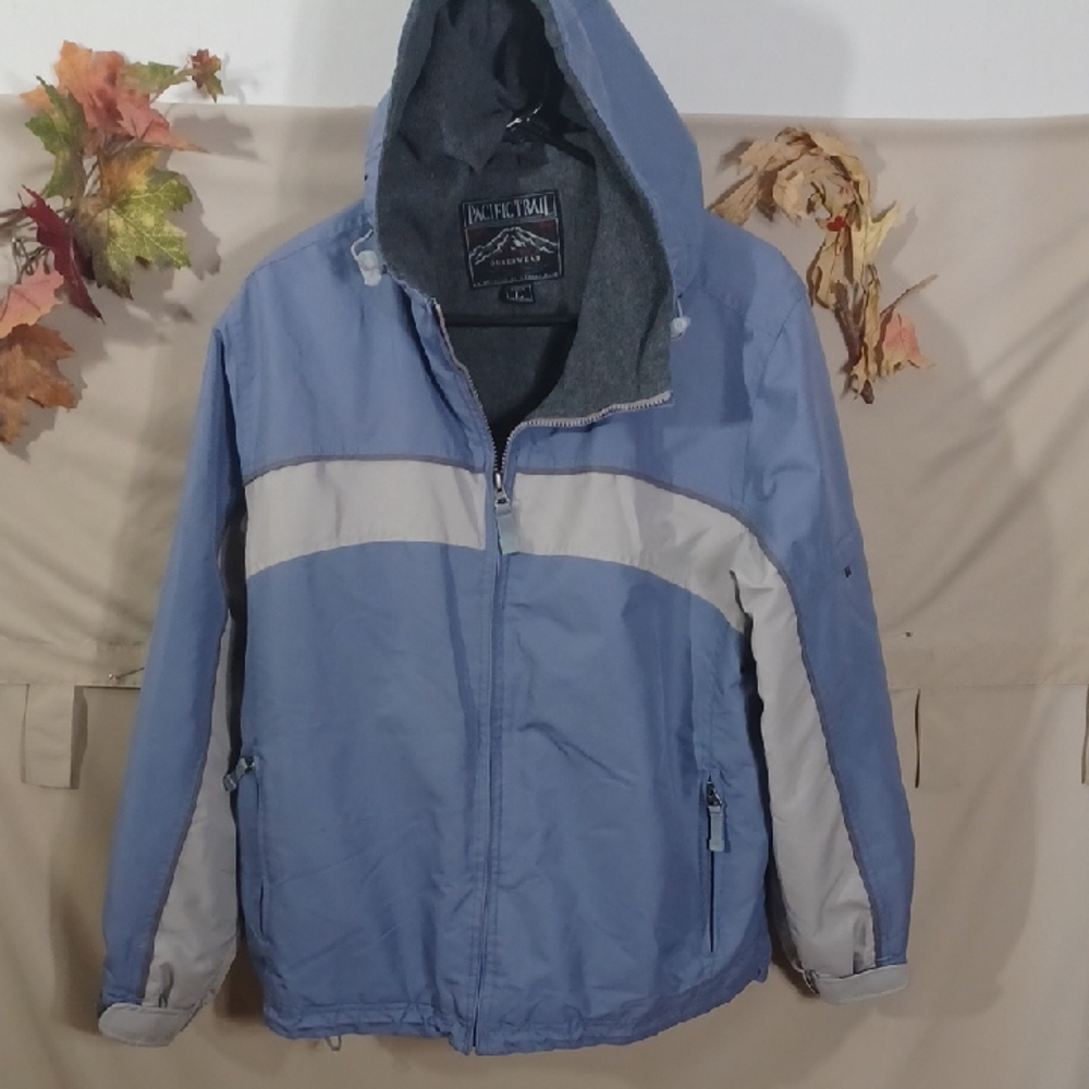 Pacific Trail Light Blue and Gray Hooded Jacket Size Large